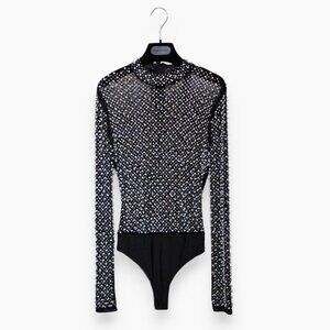 Donnee par Dieu Pearl Bodysuit Blouse Top Black Size M
